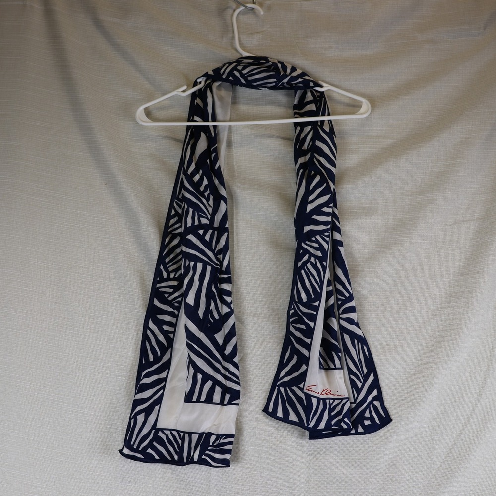 VTG Anne Klein Scarf Womens One Size Blue Zebra Print Silk Rectangle Japan